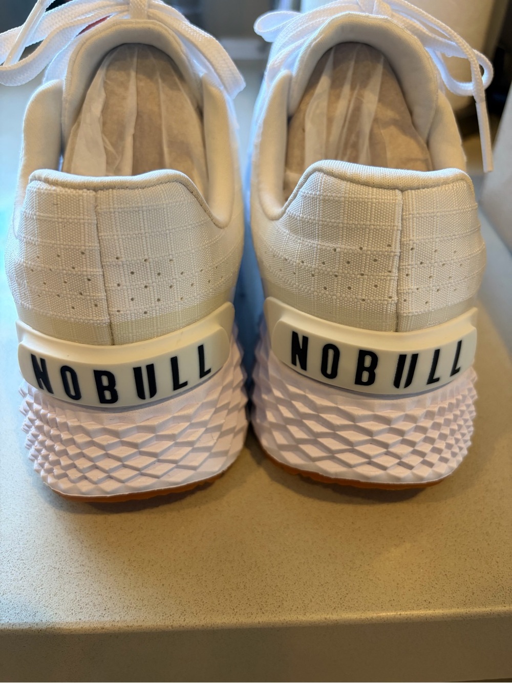 NOBULL (new with box) women’s size 8 White Athletic Shoes with Gum Toe Accent - Picture 5 of 7